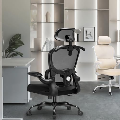 Chaise de Bureau COMHOMA Ergonomique pour Travailleurs Debout, Fauteuil 3D avec Appui-Tête et Support Lombaire, Assise R