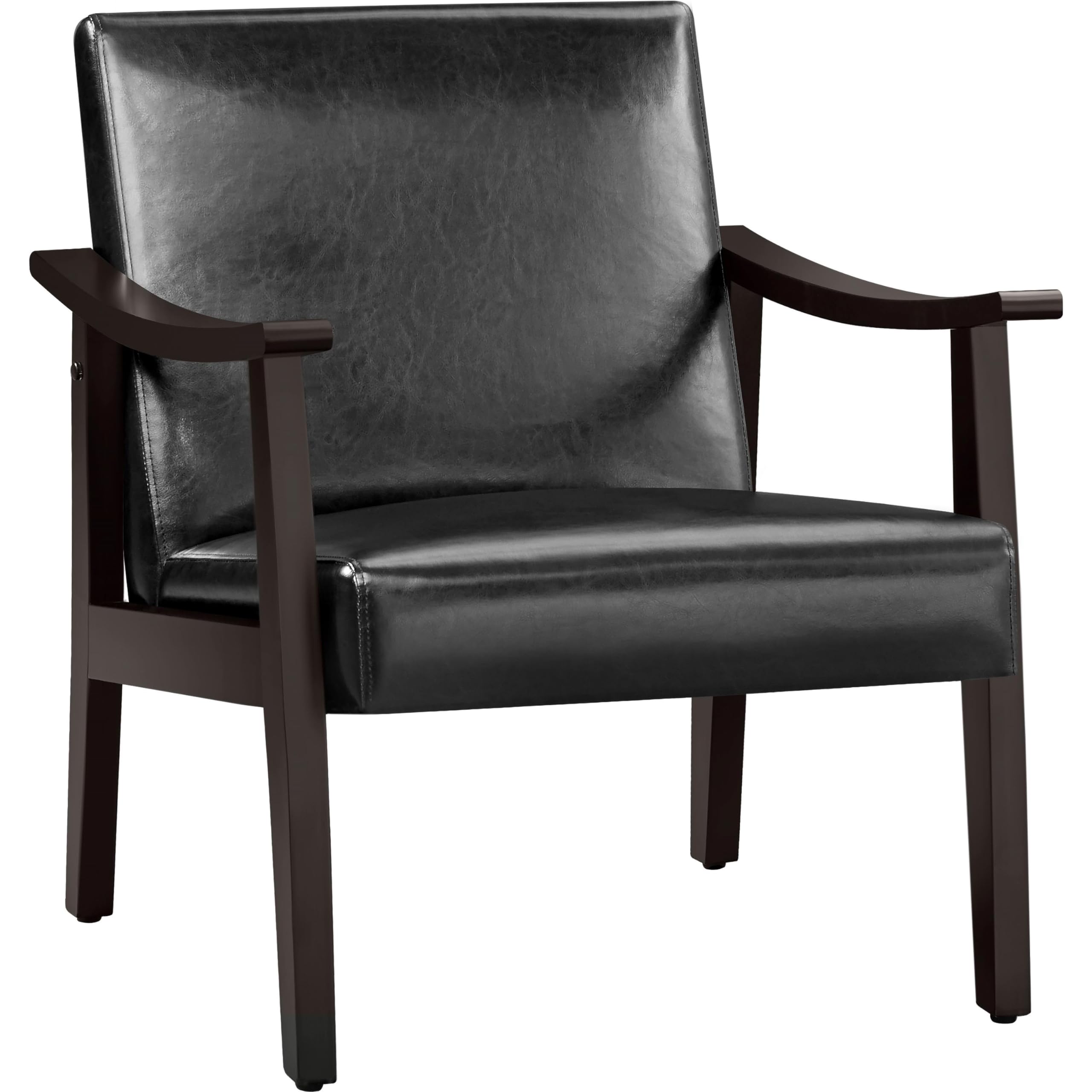 Yaheetech Fauteuil de Salon Noir with Accoudoirs Courbes pour Chambre et Salle de Séjour Ergonomique Cadre en Bois d’Hév