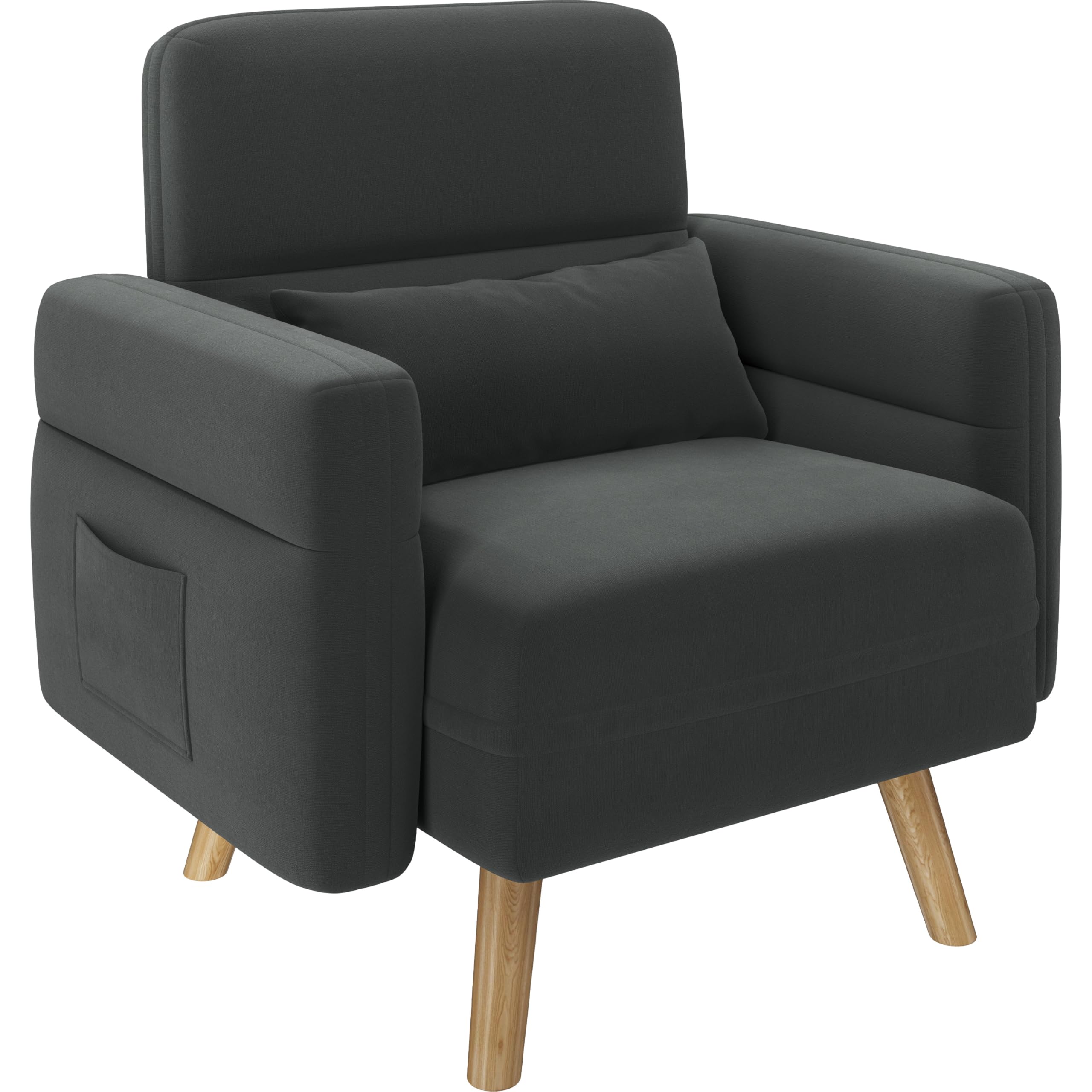 Fauteuil de Salon Yaheetech Gris Foncé Poches Latérales Dossier Ergonomique
